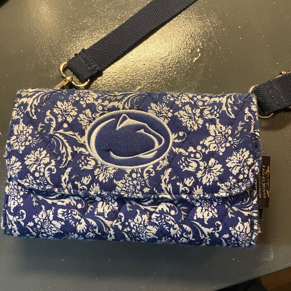 Blue and White Penn State Floral Crossbody Bag